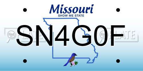 SN4G0F Missouri License Plate