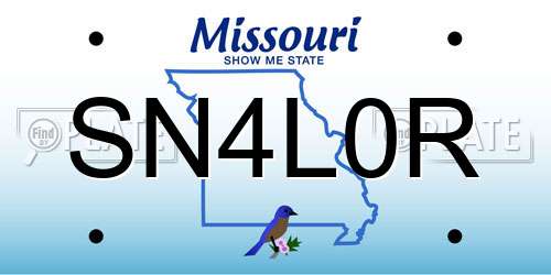 SN4L0R Missouri License Plate