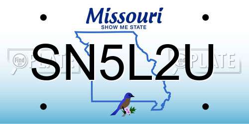 SN5L2U Missouri License Plate