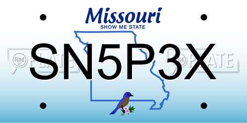 SN5P3X Missouri License Plate