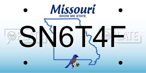 SN6T4F Missouri License Plate