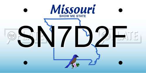 SN7D2F Missouri License Plate