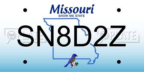SN8D2Z Missouri License Plate