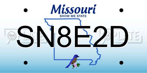 SN8E2D Missouri License Plate