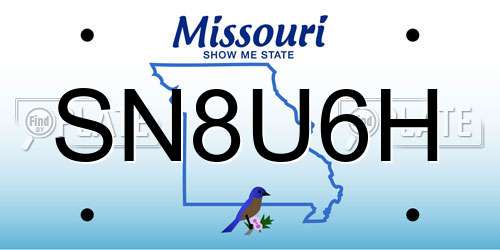 SN8U6H Missouri License Plate
