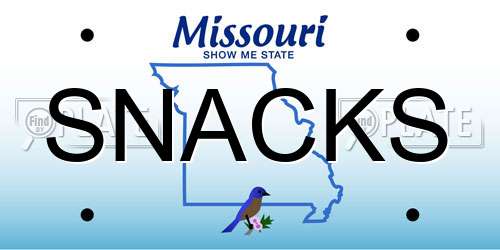SNACKS Missouri License Plate