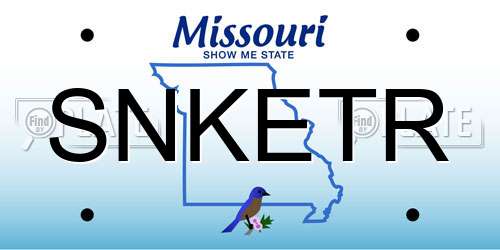 SNKETR Missouri License Plate