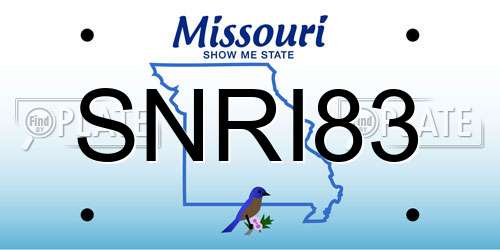 SNRI83 Missouri License Plate