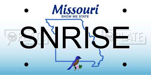 SNRISE Missouri License Plate