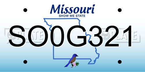 SO0G321 Missouri License Plate