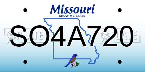 SO4A720 Missouri License Plate