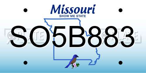 SO5B883 Missouri License Plate