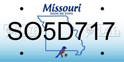 SO5D717 Missouri License Plate