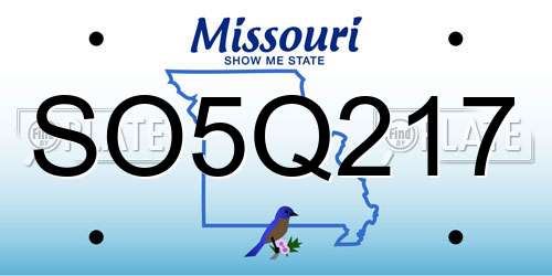 SO5Q217 Missouri License Plate