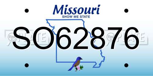 SO62876 Missouri License Plate