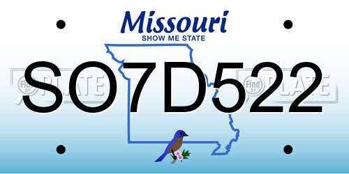 SO7D522 Missouri License Plate