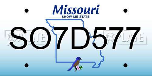 SO7D577 Missouri License Plate