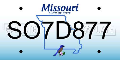 SO7D877 Missouri License Plate