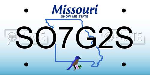 SO7G2S Missouri License Plate