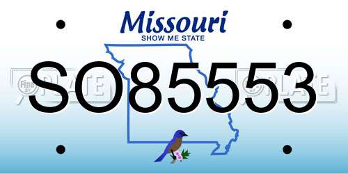SO85553 Missouri License Plate