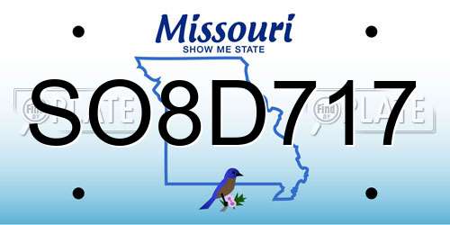 SO8D717 Missouri License Plate