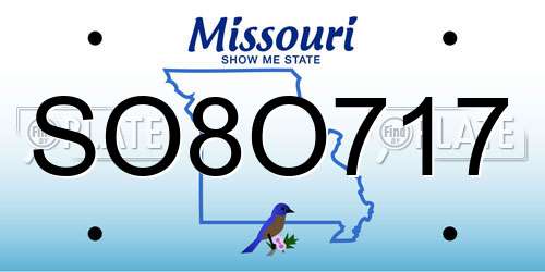 SO8O717 Missouri License Plate