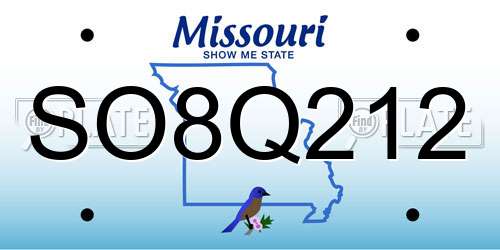 SO8Q212 Missouri License Plate