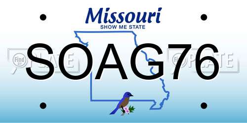 SOAG76 Missouri License Plate