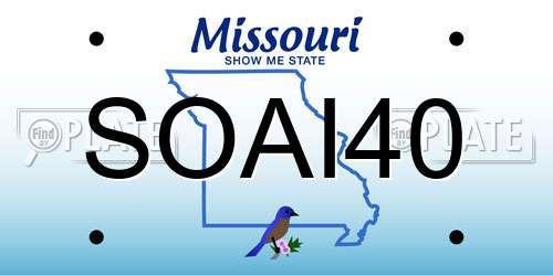 SOAI40 Missouri License Plate