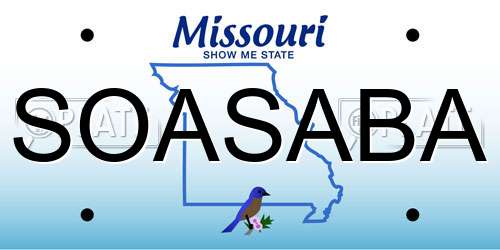 SOASABA Missouri License Plate