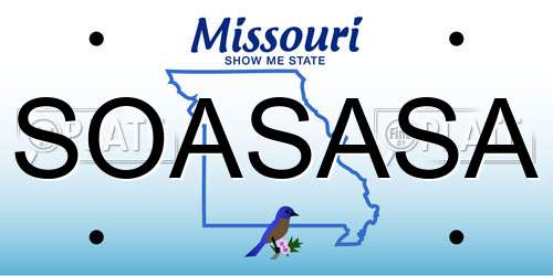 SOASASA Missouri License Plate
