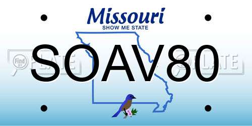 SOAV80 Missouri License Plate
