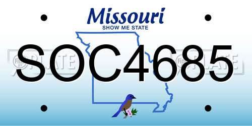SOC4685 Missouri License Plate