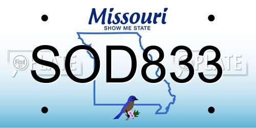SOD833 Missouri License Plate