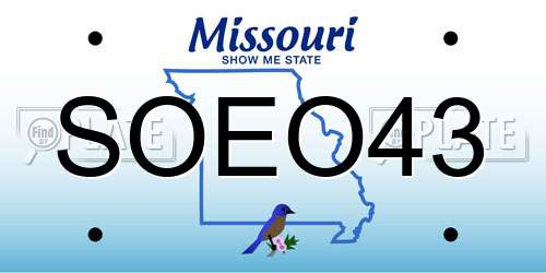 SOEO43 Missouri License Plate