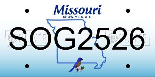SOG2526 Missouri License Plate