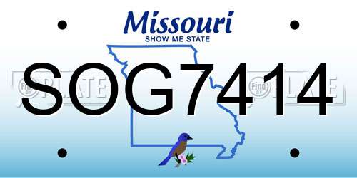 SOG7414 Missouri License Plate