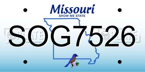 SOG7526 Missouri License Plate
