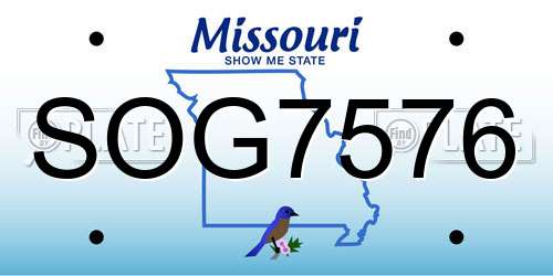 SOG7576 Missouri License Plate