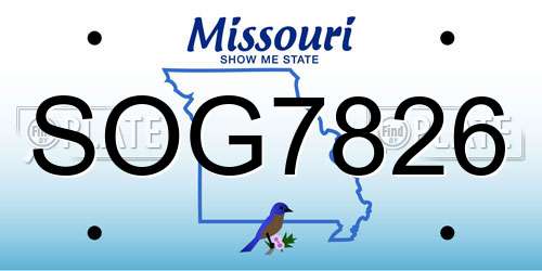 SOG7826 Missouri License Plate