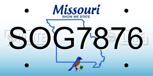 SOG7876 Missouri License Plate