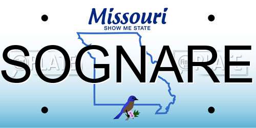 SOGNARE Missouri License Plate