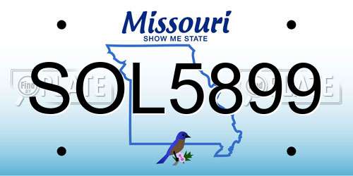 SOL5899 Missouri License Plate