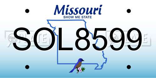 SOL8599 Missouri License Plate