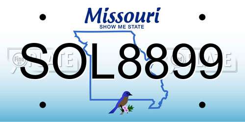 SOL8899 Missouri License Plate