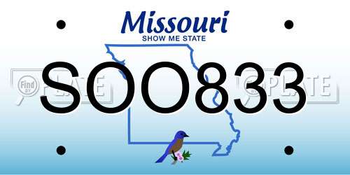SOO833 Missouri License Plate