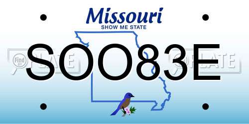 SOO83E Missouri License Plate
