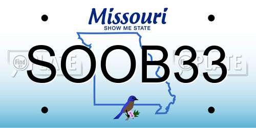 SOOB33 Missouri License Plate