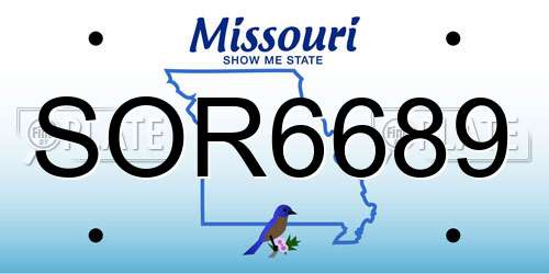 SOR6689 Missouri License Plate