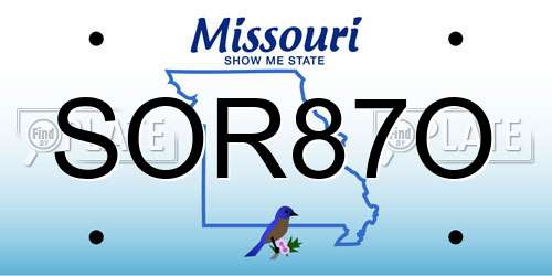SOR87O Missouri License Plate